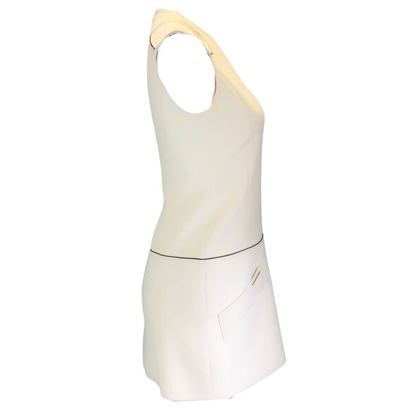 BARBARA BUI IVORY / BLACK SLEEVELESS CREPE MINI DRESS - Picture 2 of 4